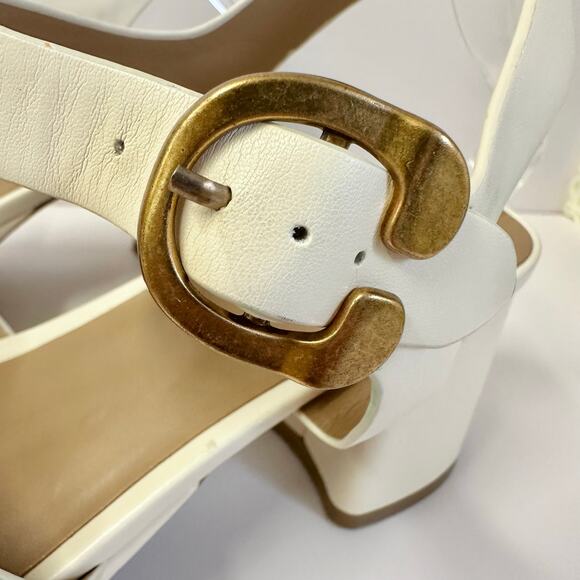 Aerosoles Cosmos Crisscross Platform Sandal in Eggshell Size 9.5 Block Heel - Picture 4 of 16